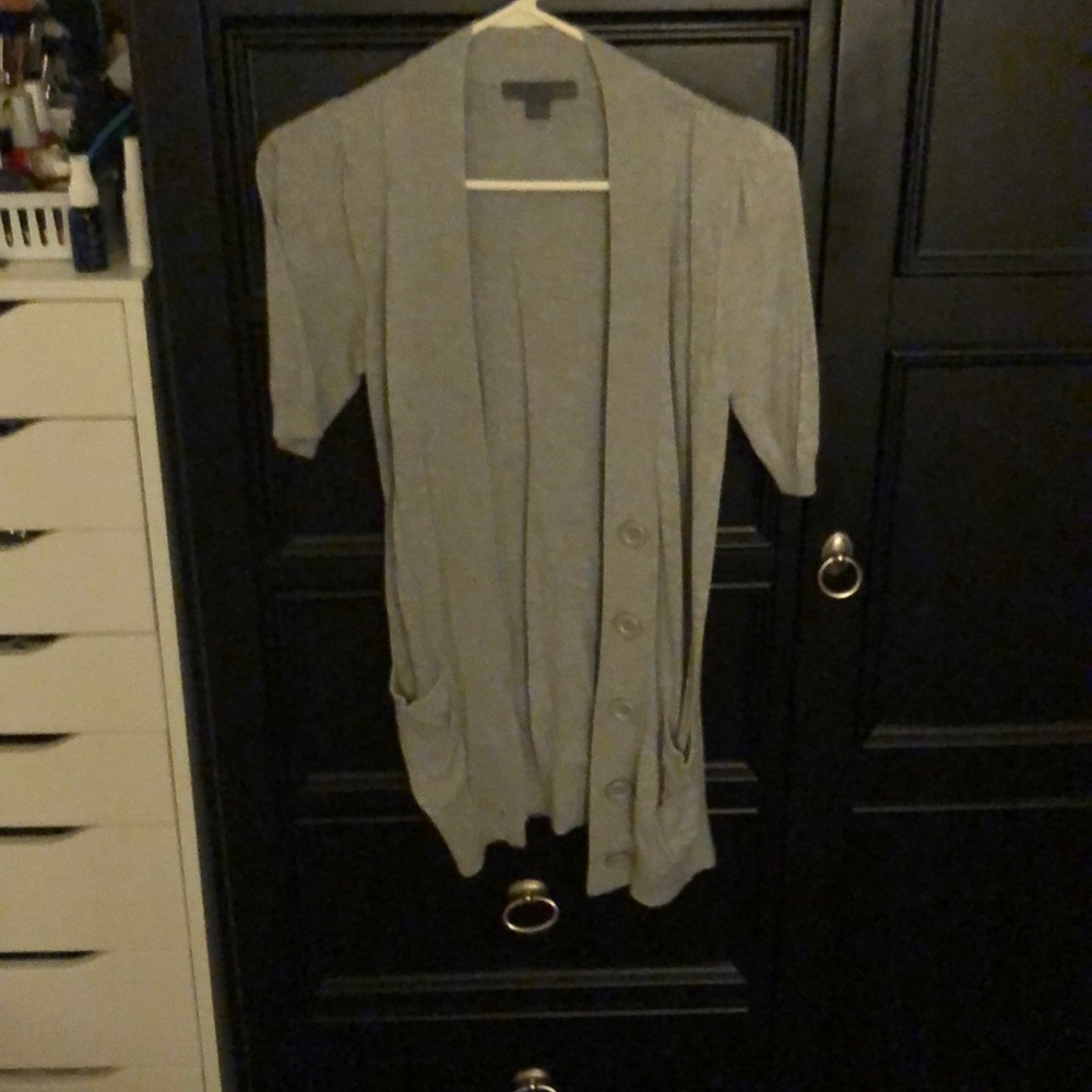 Short sleeve gray cardigan small
